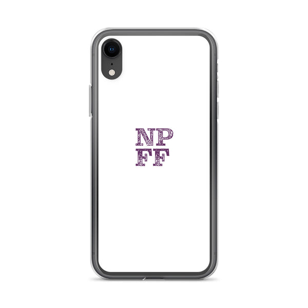 White iPhone Case with purple NPFF logo