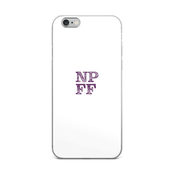 White iPhone Case with purple NPFF logo