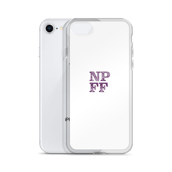 White iPhone Case with purple NPFF logo