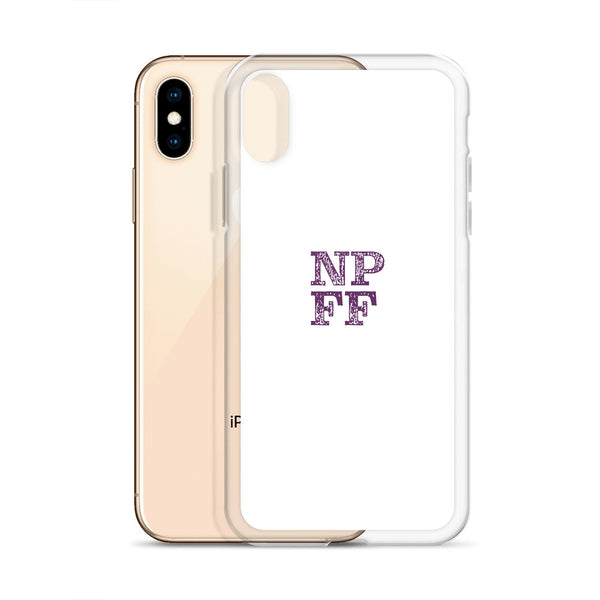 White iPhone Case with purple NPFF logo