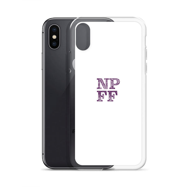 White iPhone Case with purple NPFF logo