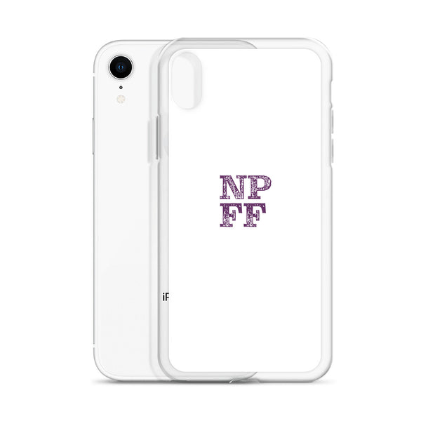 White iPhone Case with purple NPFF logo