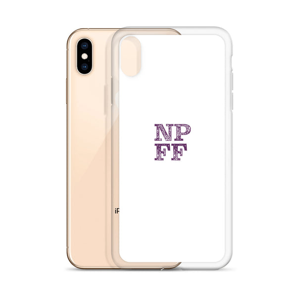 White iPhone Case with purple NPFF logo