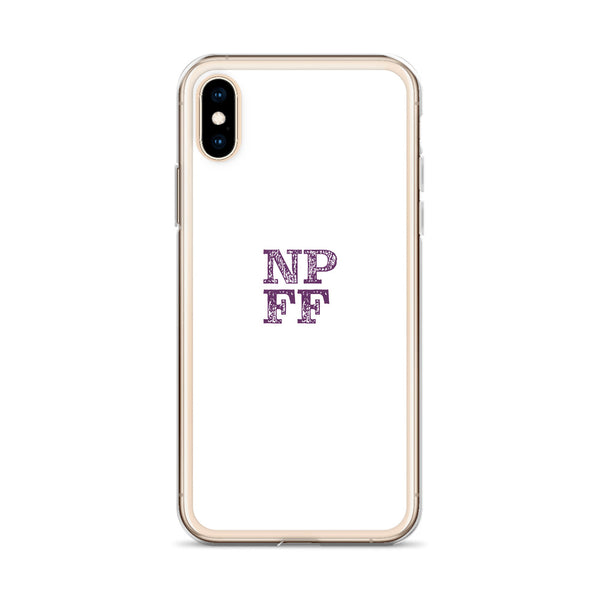 White iPhone Case with purple NPFF logo