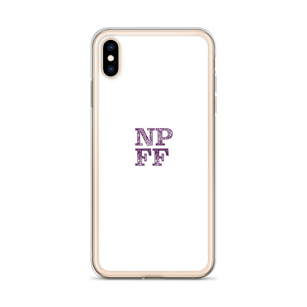 White iPhone Case with purple NPFF logo